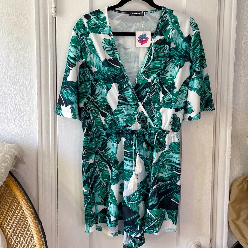Palm Print Romper or Swimsuit Coverup - New!